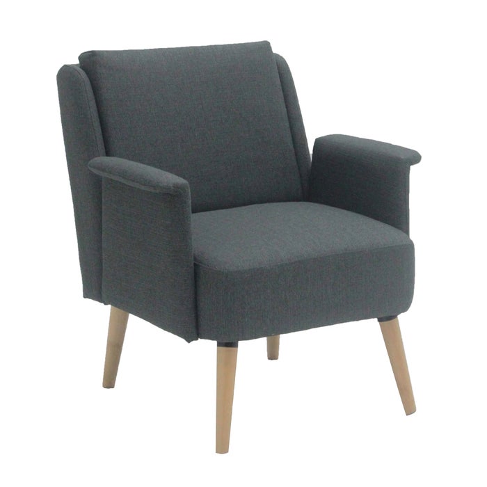 Ayla Arm Chair - Natural Wood Legs - Dark Grey