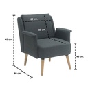 Ayla Arm Chair - Natural Wood Legs - Dark Grey