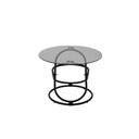 Lefa Side Table - Black Steel - Dark Gray Glass