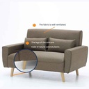 Canbily Sofa 2Seater - Wood Pattern - Plastic Legs - Light Brown Fabric