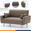 Canbily Sofa 2Seater - Wood Pattern - Plastic Legs - Light Brown Fabric