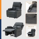 Darleen Sofa Recliner - Dark Grey Fabric/1RE