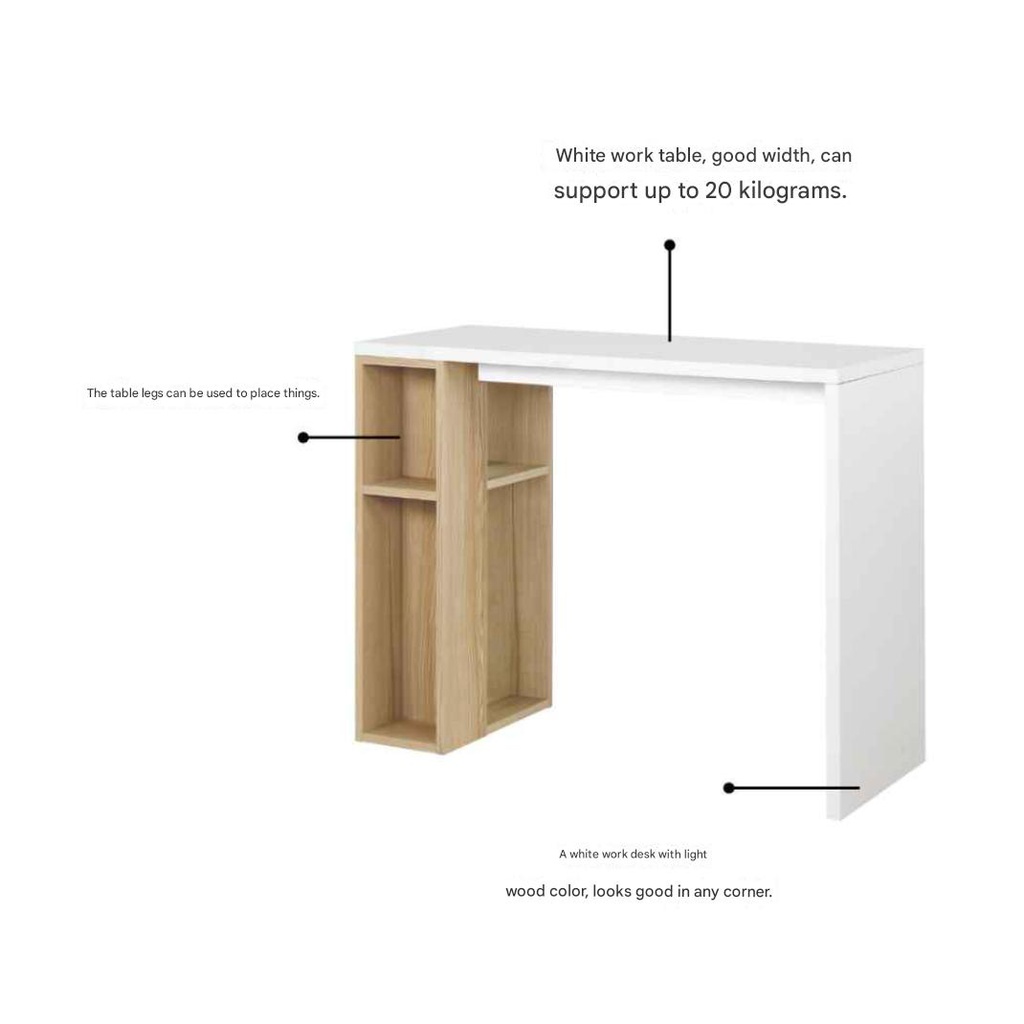 Floxi PW Working Desk 100cm - White/Lindberg Oak