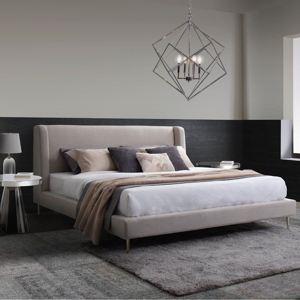 Flavio Bed 5ft - DE02/SR2 - Light Gray Fabric/MN