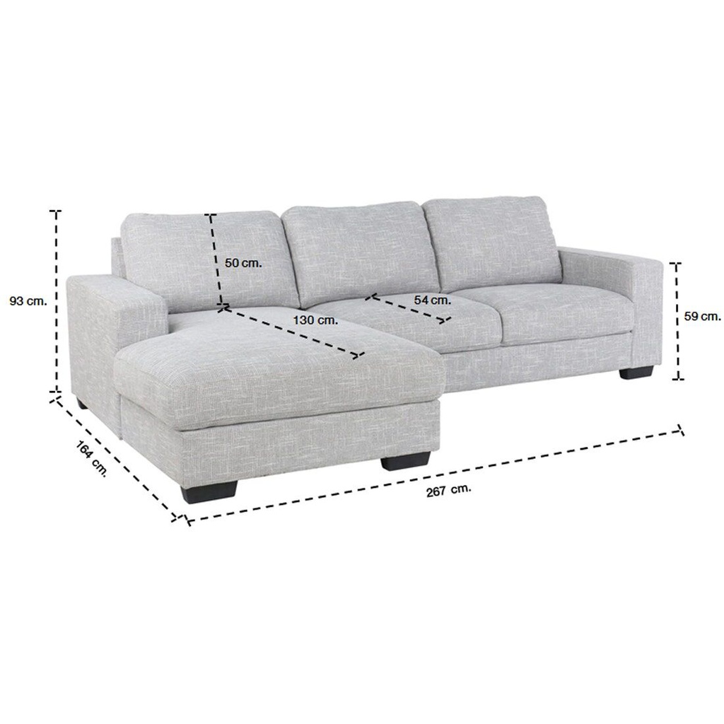 Liden Sofa - Right Corner - Fabric Light Grey