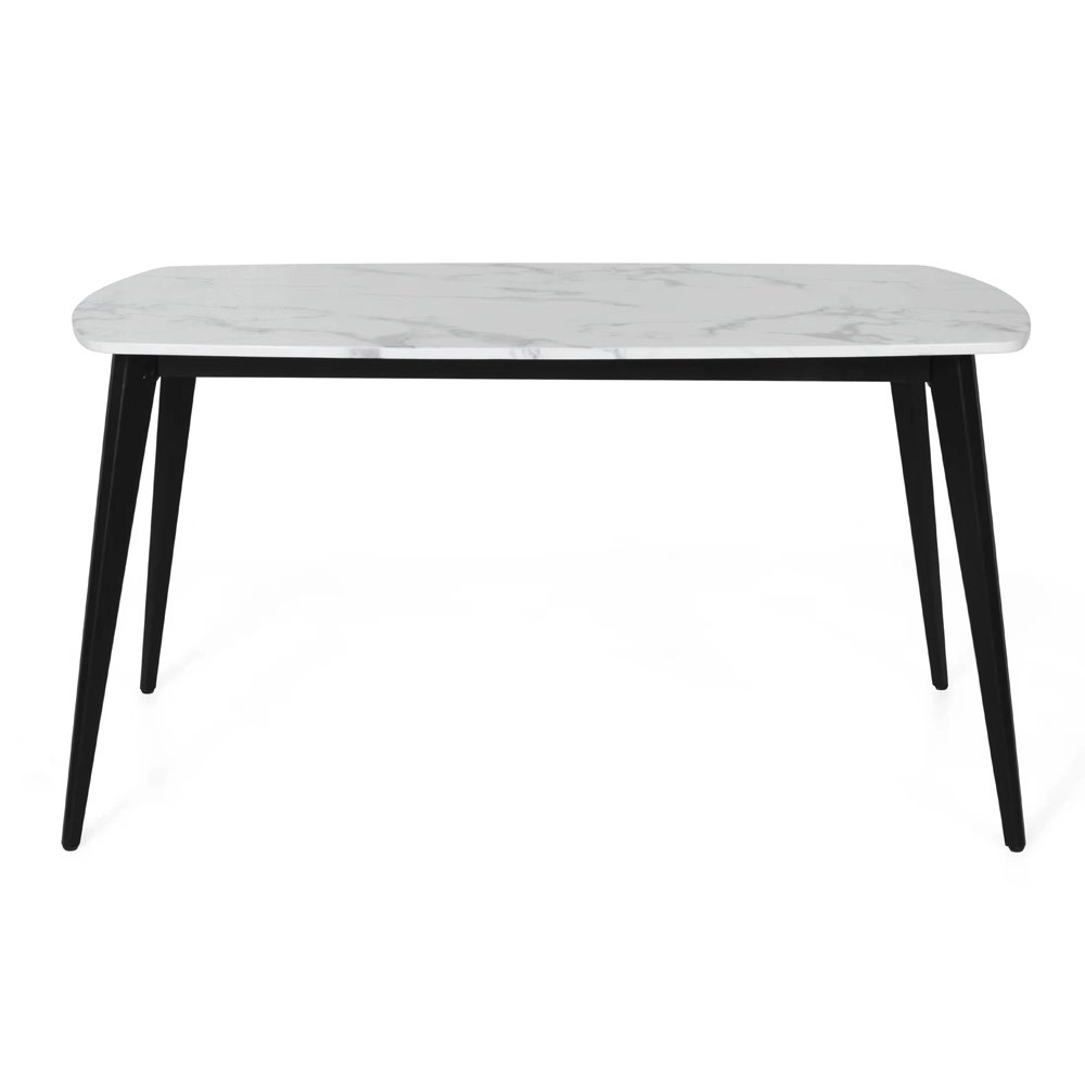 Bena-A140 Dining Table-Black Steel/White Stone