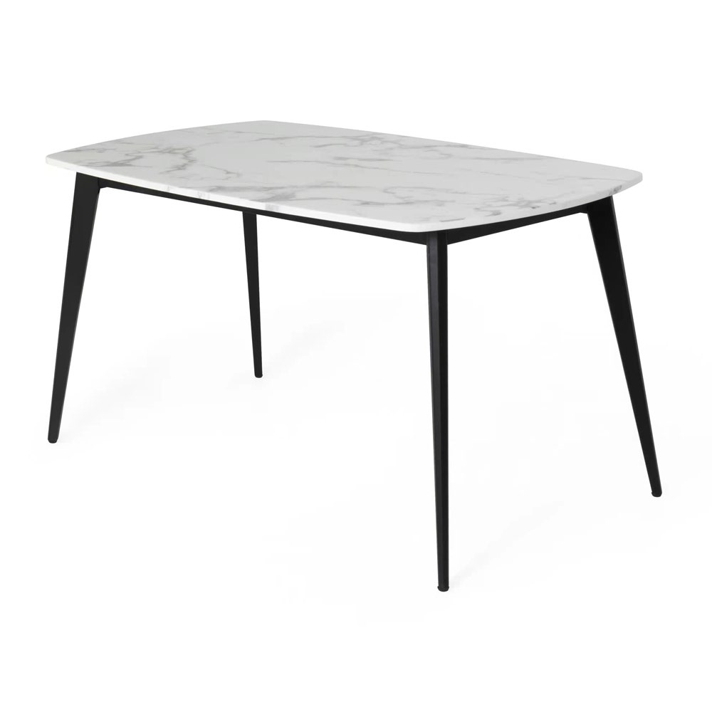 Bena-A140 Dining Table-Black Steel/White Stone