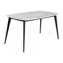 Bena-A140 Dining Table-Black Steel/White Stone