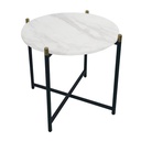 Banof End Table-D50-Black Steel/White Stone