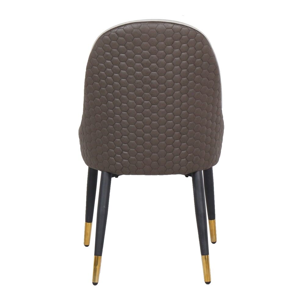 Yinla Dining Chair-Black Steel/Brown Grey Fabric