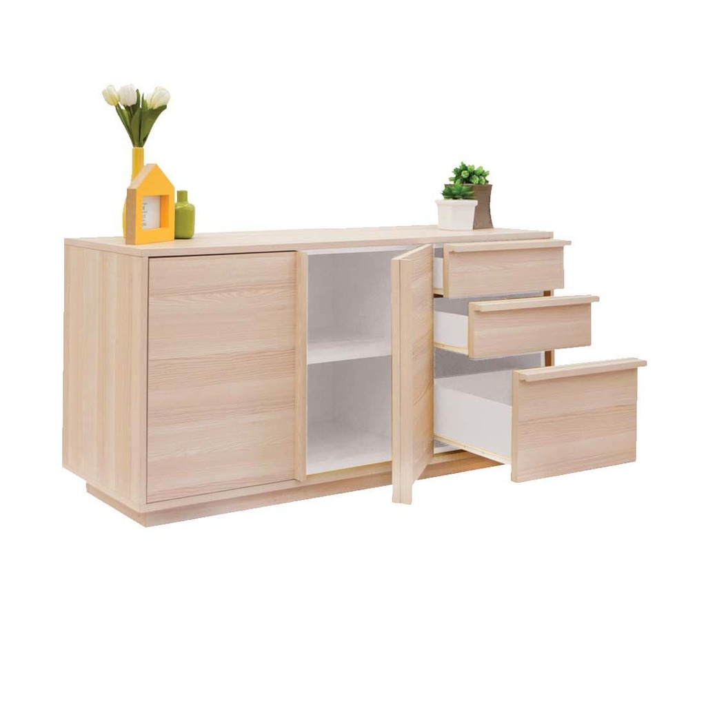 Aleece Low Cabinet C150-Canyon Oak/White
