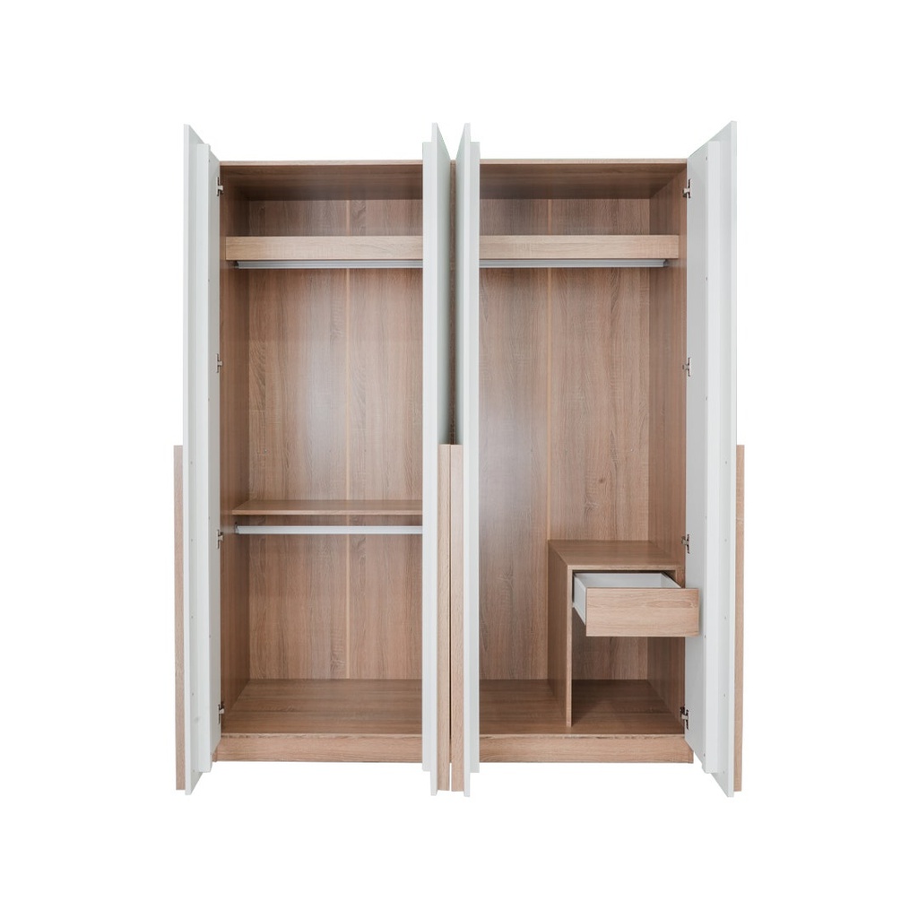 Remus - E Wardrobe 160cm - Solid Oak/White