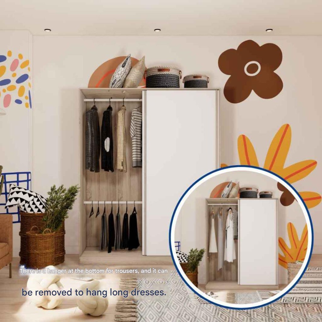 Prema Wardrobe WS160-Solid Oak/White