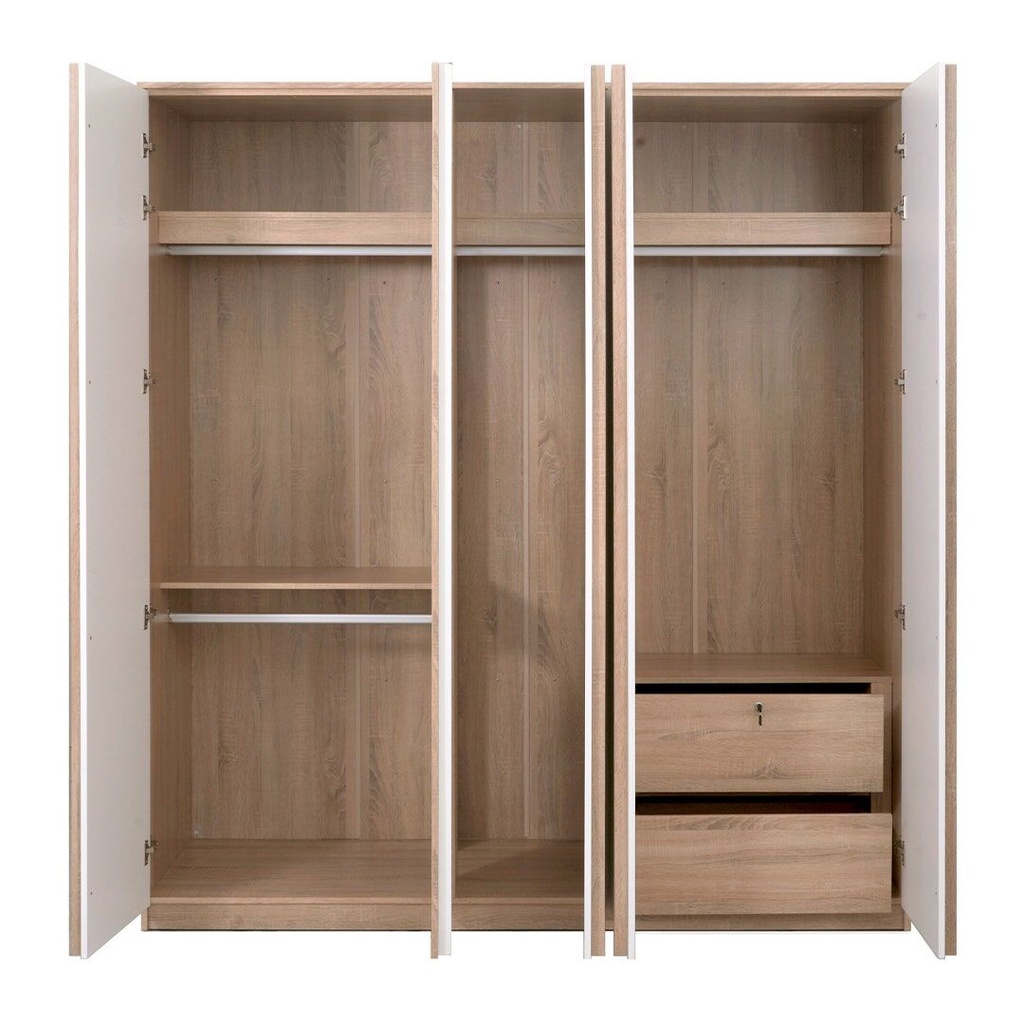 Caden-B Wardrobe 200cm - Solid Oak/white