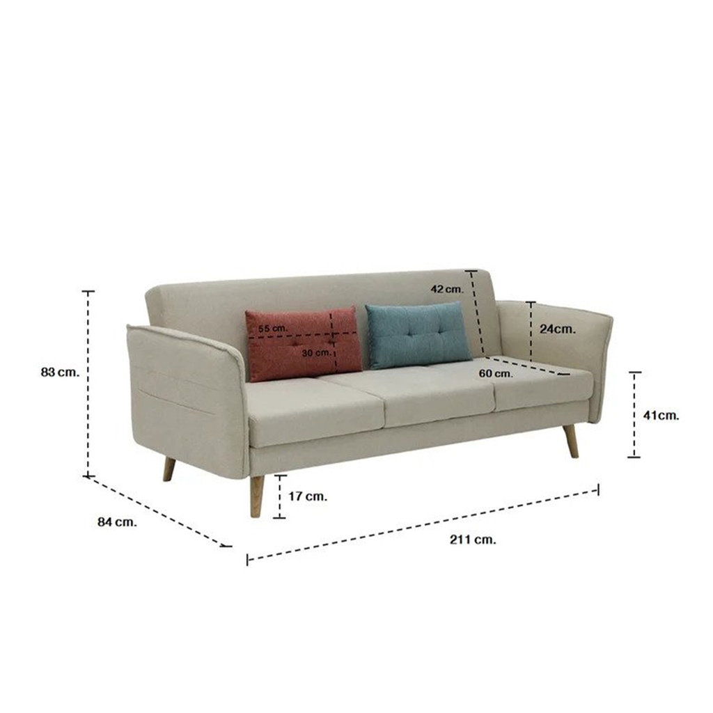 Fresh Sofa Bed-Natural Eucalyptus Leg/Cream