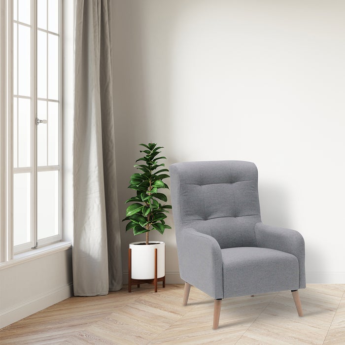 Allida Arm Chair - Natural Wood Legs - Grey