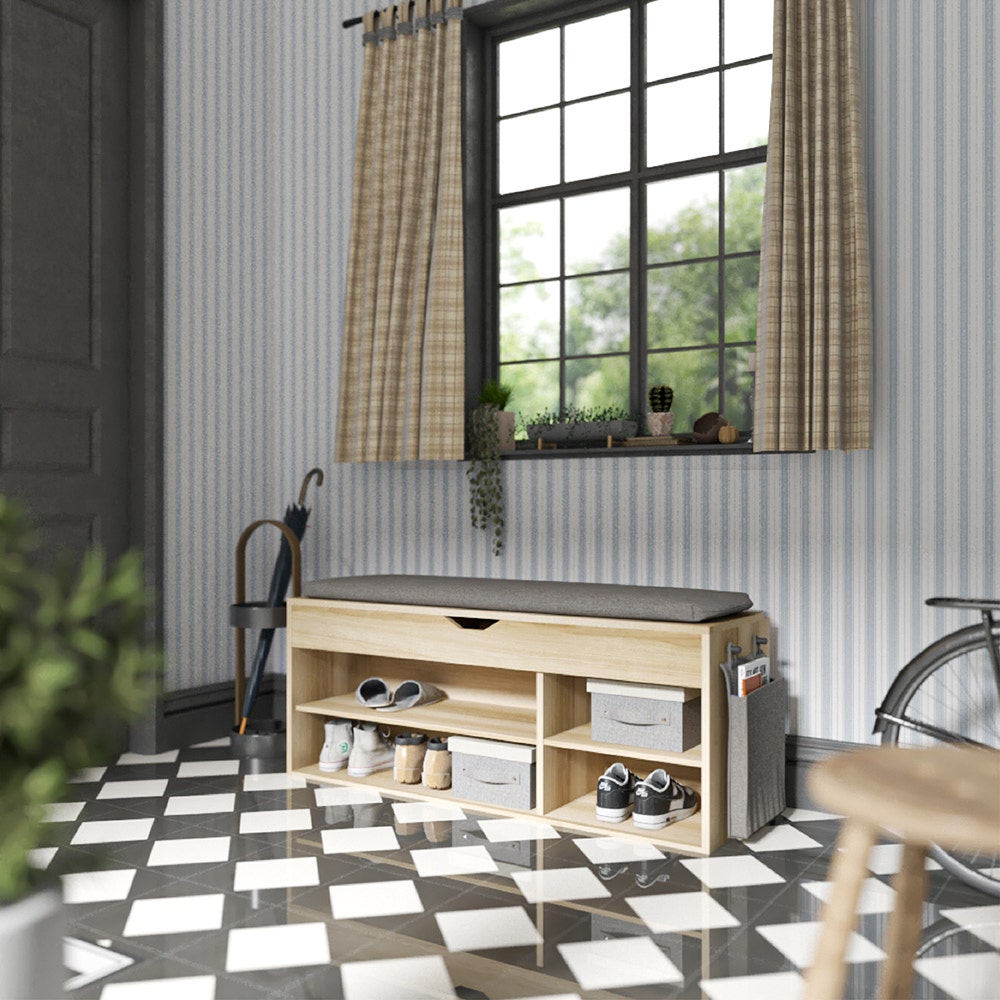 KC-Play Link Warm Shoe Cabinet SH120-Lindberg Oak/Grey Cushion