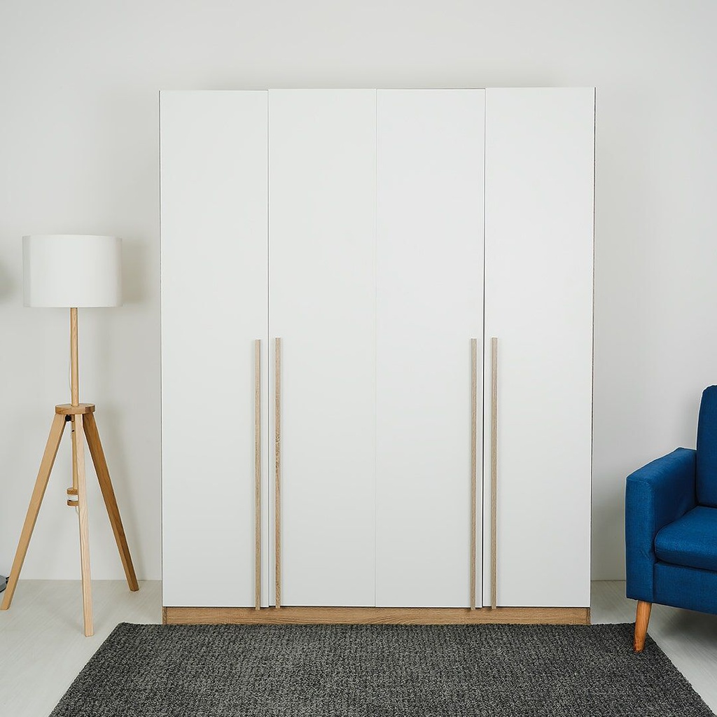 Remus - E Wardrobe 160cm - Solid Oak/White