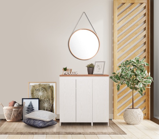 [19213202] Looms Ganso Shoe Cabinet 90-White Splinter/Claretchery