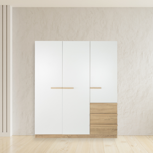 [19196892] Hanz Wardrobe WO150-Solid Oak/White