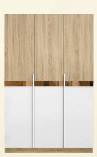 [19211566] Adison Wardrobe 135/Solid Oak/White
