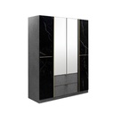 Marseille Wardrobe 160cm Wide - Grey Linen/BLMQ