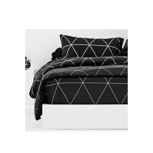 [BS5-KS-LI-BW-01B] Lotus Black & White - KS Fitted Bedsheet Set-5pcs - LI-BW-01B
